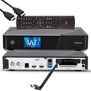 VU+ UNO 4K SE - UHD HDR 1x DVB-S2 FBC Sat Twin Tuner E2 Linux Receiver, YouTube, Satellit Festplattenreceiver, CI + Kartenleser, Media Player, USB 3.0, + EasyMouse HDMI-Kabel & 150 Mbit WiFi Stick