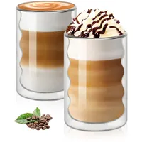 Vicloon Spiralförmig Espressotassen 375ml,2 Stück Latte Macchiato Gläser Set,Doppelwandiges Thermoglas für Cappuccino,Latte,Tee,Kaffee,Milch,Saft,Bier