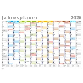 Jahresplaner 2026 - Wandplaner Kalender Poster Druck - Grösse 91,5x61 cm gerollt