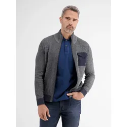 Strickjacke LERROS "LERROS Strickjacke in kerniger Optik", Herren, Gr. S, blau (classic navy), 100% Baumwolle, Strickjacken
