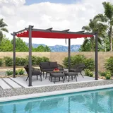 PURPLE LEAF Pergola Metall Garten Pavillon Pergola Wasserdicht Stabil Winterfest, Gartenpavillon Mit Sonnenschutz Überdachung (300 x 400 cm, Rot)