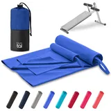 Blumtal Fitness Handtuch im 2er Set - Microfaser Sporthandtuch Fitnessstudio 180 x 90cm + Mikrofaser Handtuch 80 x 40cm - Handtuch groß & klein - Gym Handtuch - Handtuch Microfaser - Kings Blue - Blau