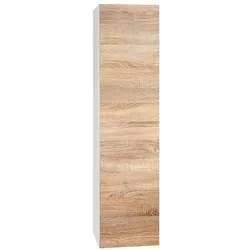 Hochschrank ELA mit Softclose, Korpus weiß seidenmatt, Front Eiche sägerau, 400 x 1600 x 350 mm - 93 139 27