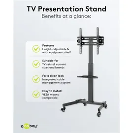 goobay Basic TV-Rollständer 67,7 cm Schwarz Stahl