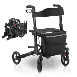 Aluminium Rollator Vital mit Sitz - Schwarz