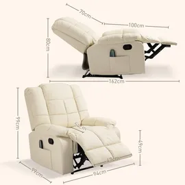 Homcom Massagesessel Fernsehsessel Kunstleder 94 x 99 x 99 cm Beige
