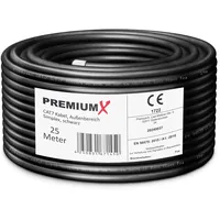PremiumX Premium X CAT 7 Outdoor Netzwerkkabel 25m – 10 Gbit/s Erdkabel Datenkabel Ethernetkabel LAN Kabel für Außen S/FTP AWG23/1 Verlegekabel - reines