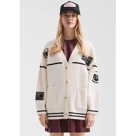 QS Lässige Oversize-Strickjacke mit Patches Creme M