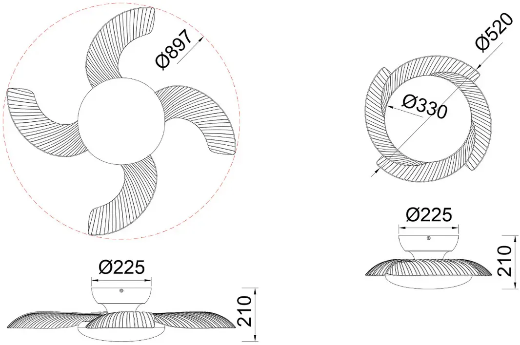 Aloha LED-Deckenventilator weiß DC-Motor leise CCT - Mantra Mantra Iluminación, Aloha, dimmbar, Weiß, für Wohnzimmer, Kunststoff, Modern - 21