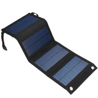 Faltbares USB-Solarmodul, 20 W, 5 V, tragbares Solarmodul-Ladegerät, USB-Anschluss mit 2 Schnallen, Handy-Akkuzellen, Ladegerät für Outdoor, Camping, Wandern, Schwarz