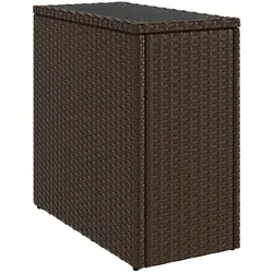 vidaXL Garten-Beistelltisch mit Glasplatte Braun 58x27,5x55 cm Rattan