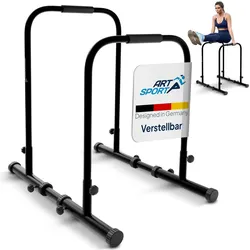 ArtSport Dip Barren - Dip Station bis 500 kg - Liegestützgriffe - verstellbar - Push Up Bar Schwarz