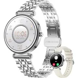 LIGE Premium Smartwatch Damen HD-Display & Schlaftracking Herzfrequenz SpO2 Smartwatch Blutdruckmessung, 21 Sportmodi, 7-10 Tage 300 mAh Akku - Silber