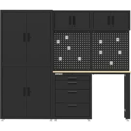 feistos Werkstattschrank Stahl 223x46x190 cm Schwarz abschließbar