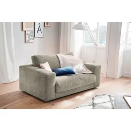 KAWOLA Doppelsessel MADELINE Cord 170 x 86 x 0 cm Grau mit Kissen, Rollen