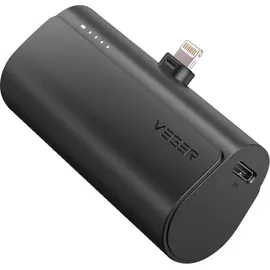 VEGER Powerbank 5 000 mAh mit integriertem Lightning PD QC3.0 3A 20W PlugOn - 5000mAh Build Connector für iPhone