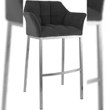 CLP Barhocker Damaso 240 kg belastbar gepolstert 45 x 45 x 110 cm Dunkelgrau/Edelstahl