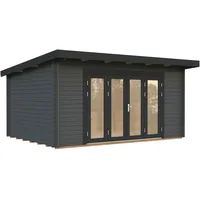Palmako Gartenhaus Lea 14,2 m2 - 44 mm dunkelgrau/lackiert