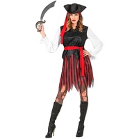 Widmann - Kostüm Piratin der Karibik, Bluse mit Weste, Rock, Gürtel, Stirnband, Hut, Seeräuberin, Mottoparty, Karneval, Fasching