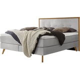 Hasena Boxspringbett Nordic, modernes Design, Nordic Bett, gestepptes Kopfteil, Eichenholz grau 188 cm x 205 cm