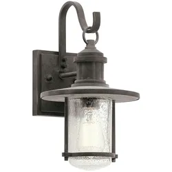 Licht-Erlebnisse Wandaußenleuchte METALA Zink Antik Aluminium Regenglas IP44 LE57459