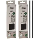 2x Trinkhalme schwarz wiederverwendbar 50er Set [Spar-Paket]
