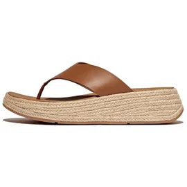 FitFlop F-Mode Espadrille Leather Flatform T/Post Sandals Platin/Silber 39