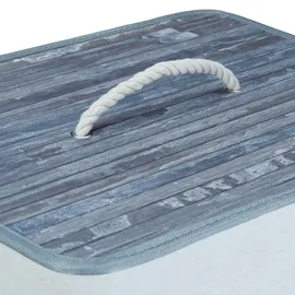 Relaxdays Wäschekorb Bambus, mit Deckel, rechteckig, XL, 83 L, faltbarer Wäschesammler, HBT: 65,5 x 43,5 x 33,5 cm, grau