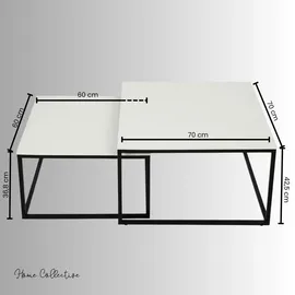 home collective Beistelltisch Set 2 in 1 Weiß Holz 70 x 42,5 x 70 cm