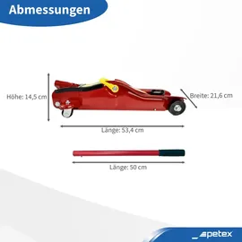 PETEX Rangierwagenheber Stahl 2t 85mm - 330mm rot