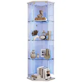 Shopentra Eckvitrine, Weiß, Glas, 42.5x162x60 cm, Wohnzimmer, Wohnwände, Vitrinenschränke