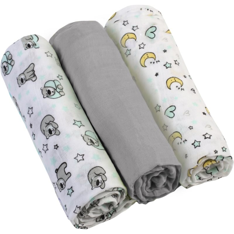 BabyOno Diaper Super Soft Stoffwindeln Grey 70 × 70 cm 3 St.