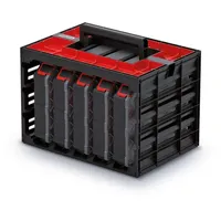 Kistenberg Sortimentskasten SET Werkzeugkoffer 5-tlg. rot|schwarz 415 x 290 x 295 mm