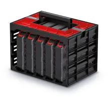 Kistenberg Sortimentskasten SET Werkzeugkoffer 5-tlg. rot|schwarz 415 x 290 x 295 mm