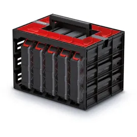 Kistenberg Sortimentskasten SET Werkzeugkoffer 5-tlg. rot|schwarz 415 x 290 x 295 mm