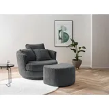 Home Affaire Hocker MAISIE Velours/Cord 47 x 45 x 53 cm Grau mit Hocker