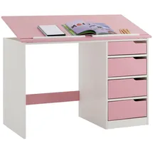 Idimex Kinderschreibtisch EMMA 114 x 76 x 55 cm Kiefer massiv weiß rosa