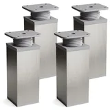 sossai® Möbelfuß Design-Möbelfüße, 4er & 8er Set, höhenverstellbar MFV1, Farbe: Inox/G, (4-St), Farbe: Inox/Grau grau 10 cm