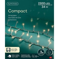 Lumineo LED-Lichterkette Lumineo Lichterkette Compact 1500 LED 34 m warm weiß, transparent, Dimmbar, Timer, Indoor, Outdoor weiß