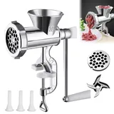 Manueller Fleischwolf, Hand Fleischwolf, Manuelle Fleischmaschine, Hackfleisch Wurstfüller, Manuelle Fleischmühle mit Wurstfüller, Geeignet für Fleisch Gemüse Schleifen Und Wurstfüllung