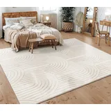 Paco Home Teppich Wohnzimmer Schlafzimmer Kurzflor Skandinavisches Boho Muster Geometrisch 80x150 cm, Creme