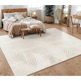 Paco Home Teppich Wohnzimmer Schlafzimmer Kurzflor Skandinavisches Boho Muster Geometrisch 80x150 cm, Creme
