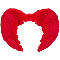 Balinco Engelsflügel | Engelflügel | Engel Flügel | Amor | Federflügel | Teufelsflügel als Accessoire für Damen Kostüm Halloween | Karneval | Mottoparty (Rot)