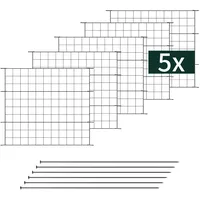 Teichzaun Gartenzaun Hundezaun - Metall Gitterzaun aus Zaunelementen, Farbe:Anthrazit, Set:5x, Bogen:Gerade - Grau