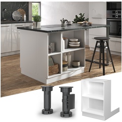 Regalinselunterschrank Küchenschrank Küchenmöbel Fame-Line Weiß 60 cm modern Küche Einbauküche Kücheninsel Einlegeboden Blende Küchenunterschrank Küchenzeile Regal Aufbewahrung