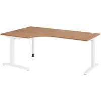 Bümö Schreibtisch Nussbaum, Weiß, Nachbildung,Nussbaum, Rechteckig, 200x74x120 cm, FSC