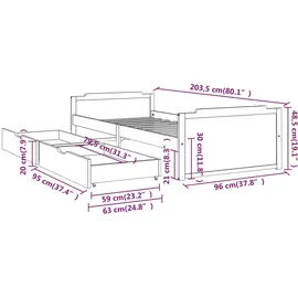 vidaXL Massivholzbett mit Schubladen Kiefer 90x200 cm