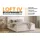 Deine Möbel 24 BOXBETT LOFT IV 160/200 Cord Ecru mit Taschen-Federkernmatratzen 7 Zonen H4 - Naturbelassen