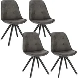 Woltu 4 x Esszimmerstühle 2er Set Esszimmerstuhl, Sitzfläche aus Stoffbezug, Design Stuhl, Küchenstuhl, Holzgestell, Antiklederoptik Anthrazit