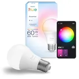 Philips Hue Essential smarte E27 LED Lampe, Weiß und Farbig,  8W, 2200K-6500K, dimmbar, 1er Pack